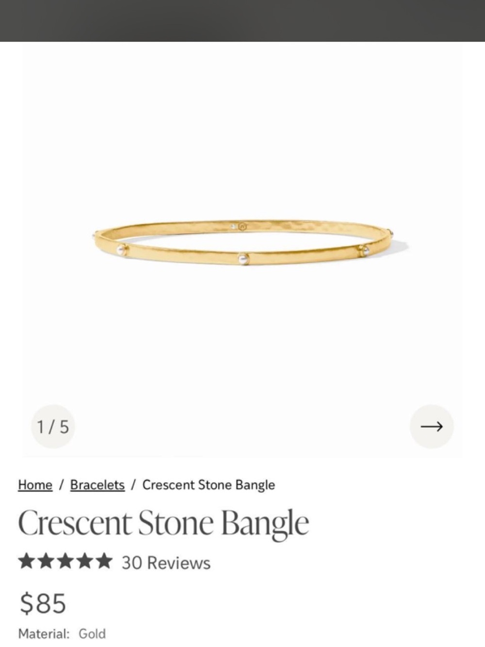 Julie Vos Gold Crescent Stone Bangle Bracelet - Picture 5 of 5
